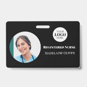 Crachá de Identificação de Enfermeira Preto Logo S
