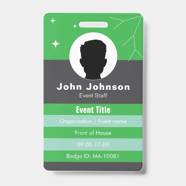 Crachá de identificação de evento personalizável (Frente)