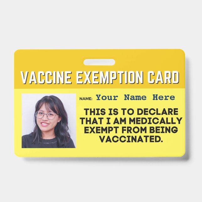 Crachá de Identificação de Exemção Médica de Vacin (Frente)
