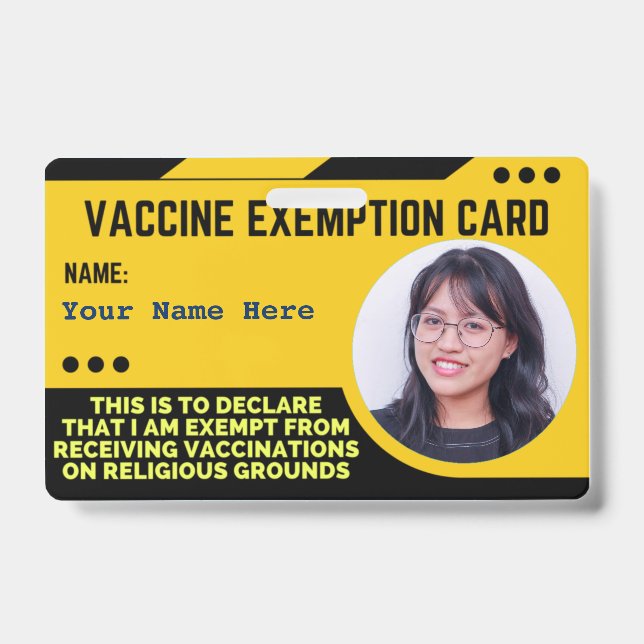 Crachá de Identificação de Exemção Religiosa à Vac (Frente)