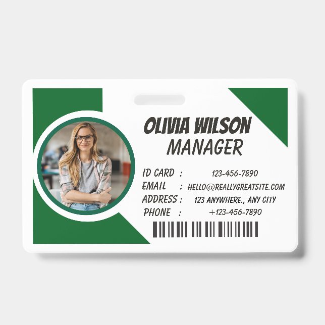 Crachá de identificação de foto personalizado com  (Frente)