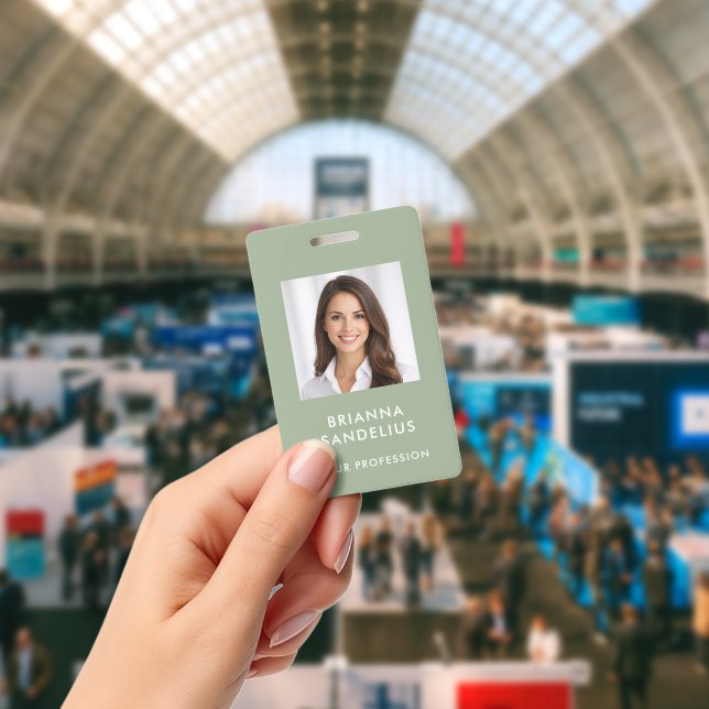 Crachá de Identificação de Foto Verde Sage com Let (Conferência)