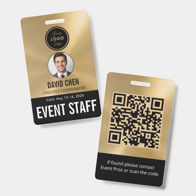 Crachá de Identificação de Funcionário de Evento - (Frente e verso)