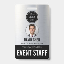 Crachá de Identificação de Funcionário de Evento -