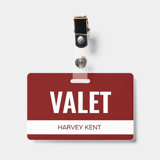 Crachá de Identificação de Funcionário de Valet de (Frente com clip)