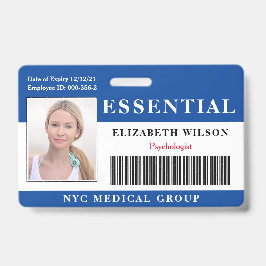 Crachá de Identificação de Funcionário Essencial M