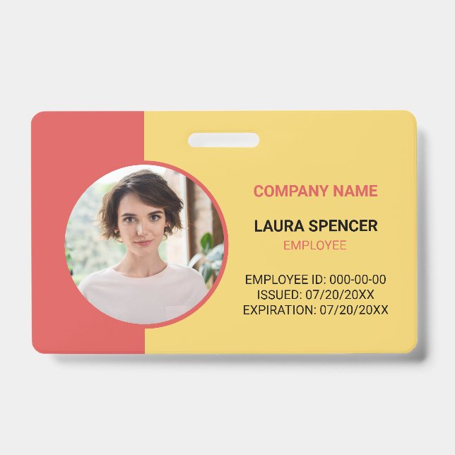Crachá de Identificação de Funcionário Horizontal  (Frente)