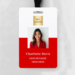 crachá de identificação de funcionário vermelho se