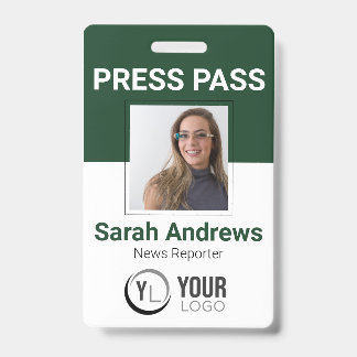 Crachá de identificação de passe de imprensa com f