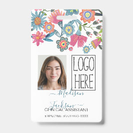 Crachá de identificação de plástico floral feminin
