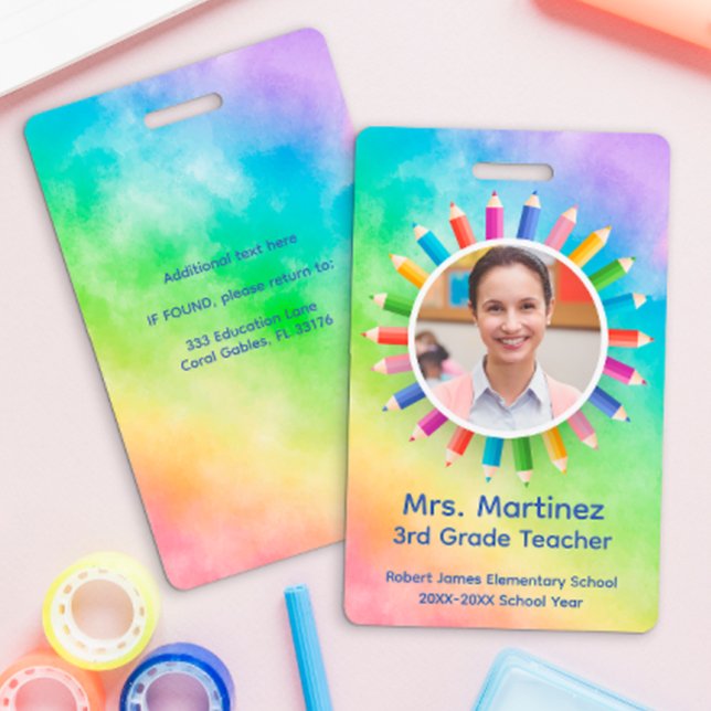 Crachá de Identificação de Professor com Lápis de  (Teacher Badge)