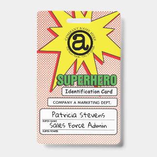 Crachá de identificação de PVC de super-herói
