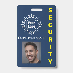 Crachá de Identificação de Segurança Azul com Logo