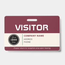Crachá de Identificação de Visitante Moderno Verme