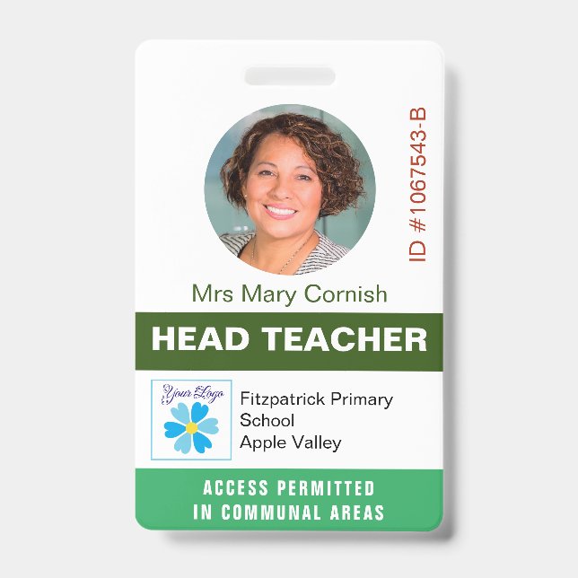 Crachá de identificação do professor com nome, car (Frente)