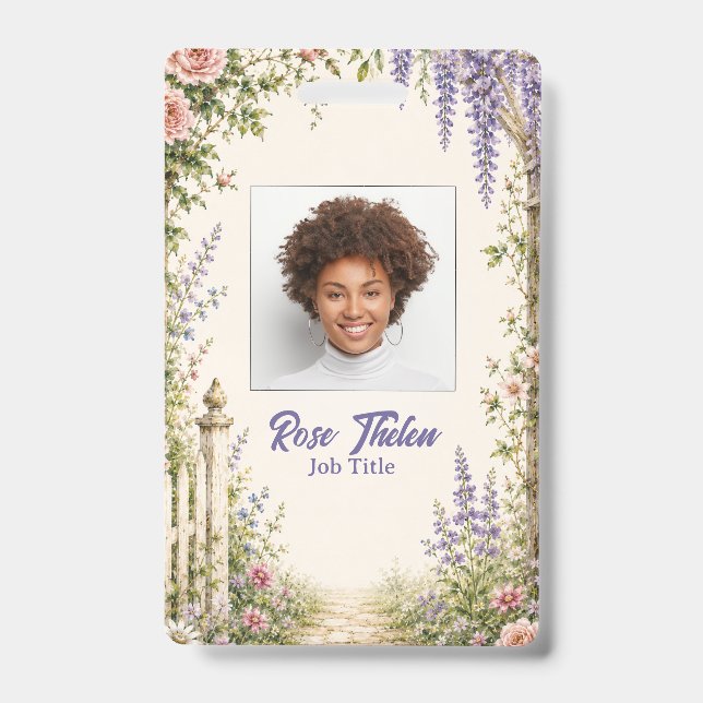 Crachá de identificação floral personalizado para  (Frente)