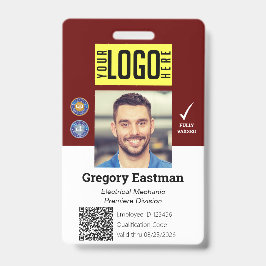 Crachá de identificação fotográfica com código QR