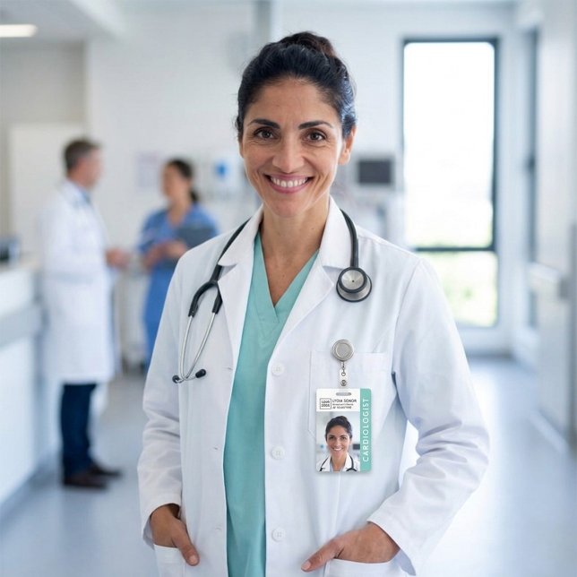 Crachá de Identificação Médica Verde-Mint Moderno (Criador carregado)