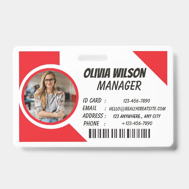 Crachá de identificação personalizado com foto e l (Frente)
