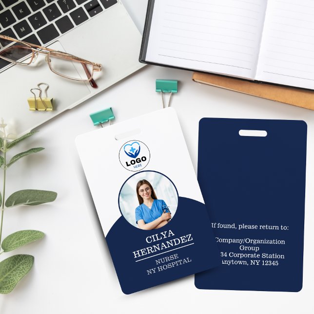 Crachá de Identificação Personalizado da Marinha c (Personalized Navy Employee Photo ID Badge)