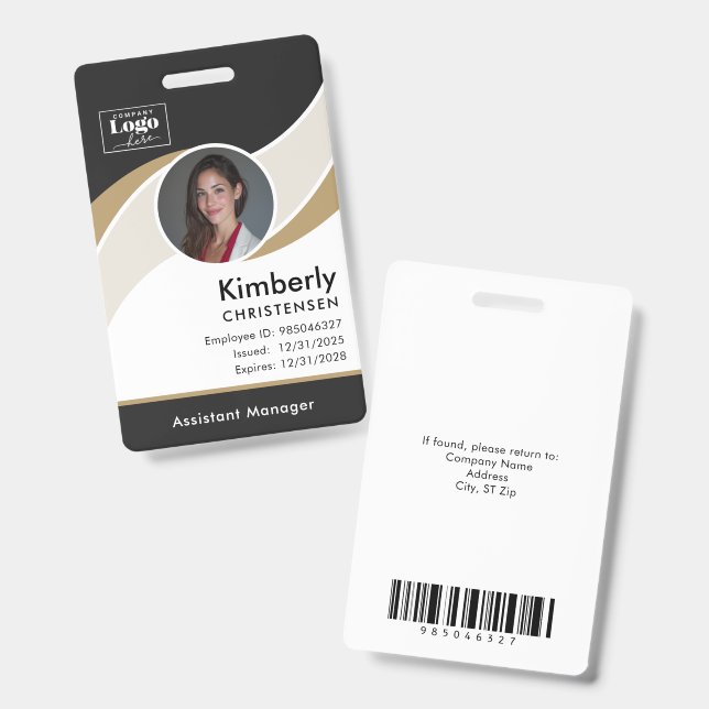 Crachá de identificação personalizado de 3 cores m (Frente e verso)