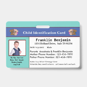 Crachá de Identificação Personalizado para Criança