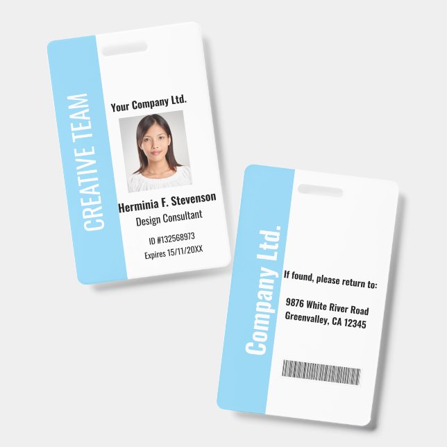 Crachá de Identificação Personalizado para Funcion (Frente e verso)
