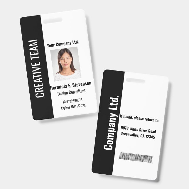 Crachá de Identificação Personalizado para Funcion (Frente e verso)