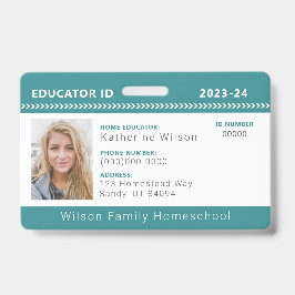 Crachá de identificação personalizável para educad