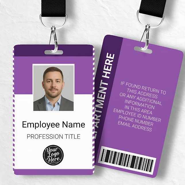 Crachá de Identificação Profissional Roxo Simples (Simple Purple Professional Identification Badge)