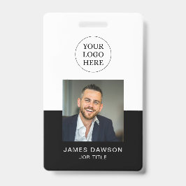 Crachá de Identificação QR Minimalista Preto e Bra