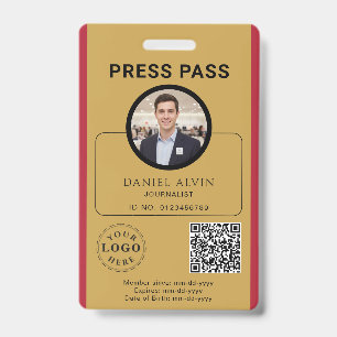 Crachá de Imprensa Personalizável com ID de Foto e