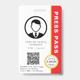 Crachá de Imprensa Personalizável com ID de Foto e