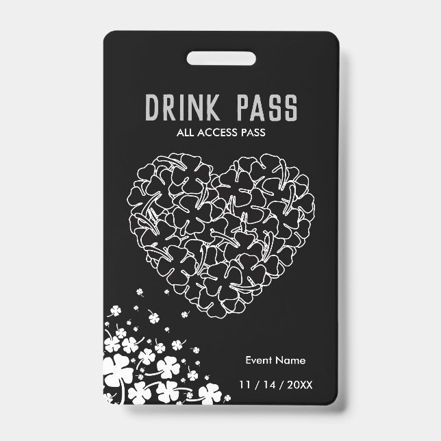 Crachá de Ingresso para Bebidas do Dia de São Patr (Frente)