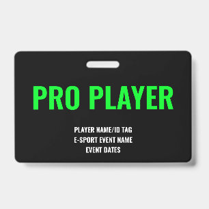 Crachá de Jogador Pro Minimalista de E-Sport Verde