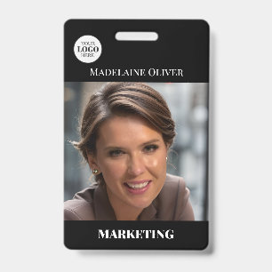 Crachá de logotipo preto para o código QR de foto