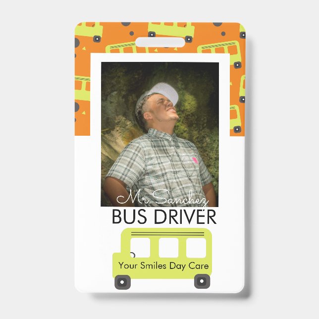 Crachá de Motorista de Ônibus Escolar Dia de Confe (Frente)