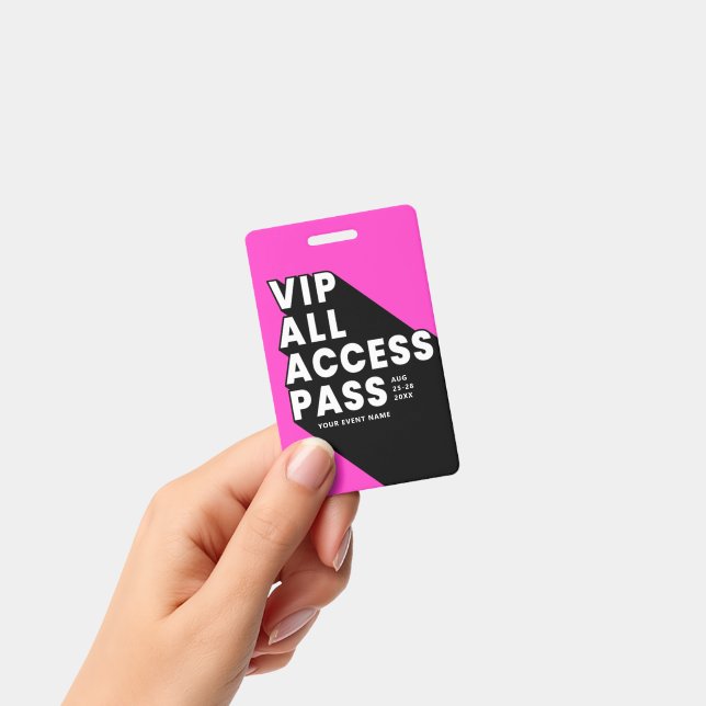 Crachá de Música VIP All Access Pass | Rosa (Portátil)