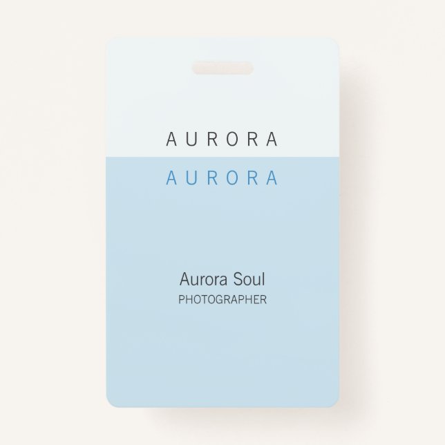 Crachá de nome azul de dois tons minimalista (Frente)