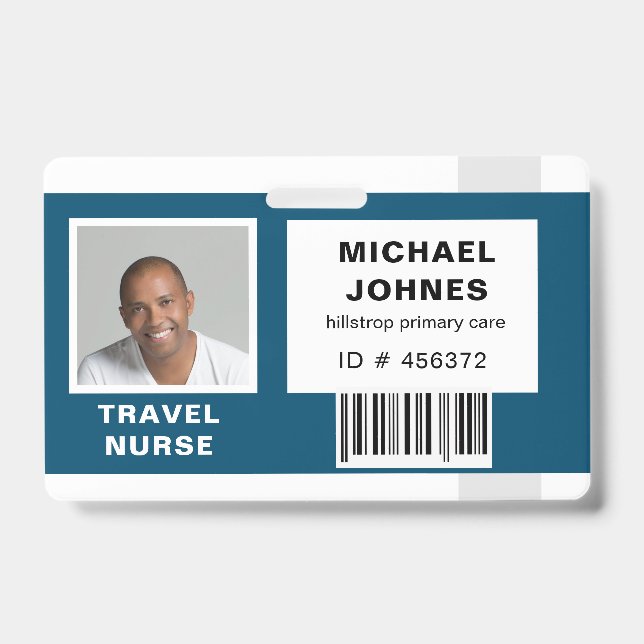 crachá de nome com código de barras do funcionário (Frente)