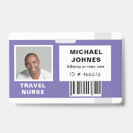 crachá de nome com foto e código de barras do func