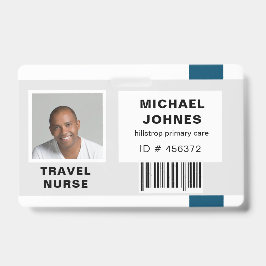 crachá de nome com foto e código de barras do func