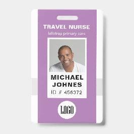 crachá de nome com foto e logotipo de enfermeira