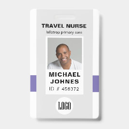 crachá de nome com foto e logotipo de enfermeira