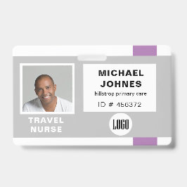 crachá de nome com logotipo e foto do funcionário