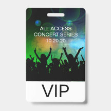 Crachá de Nome de Acesso Total VIP para Concerto P