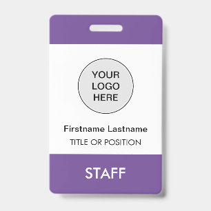 Crachá de Nome de Funcionário com Logotipo Roxo da