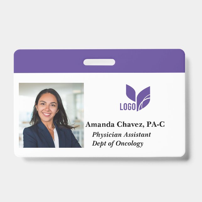 Crachá de Nome de Funcionário Empresarial Roxo Per (Frente)