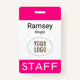 Crachá de nome de Funcionarios rosa-quente - Clipe