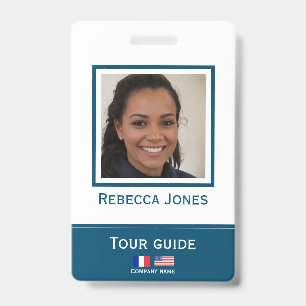 Crachá de nome de guia de turismo personalizado ID